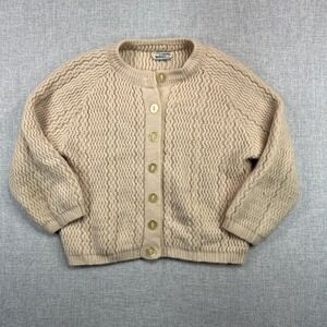 VTG 70s Turbo Textured Knit Cardigan Sweater Women S Beige Orlon Acrylic BOHO